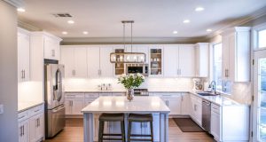 kitchen with white dominant interior