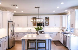 kitchen with white dominant interior