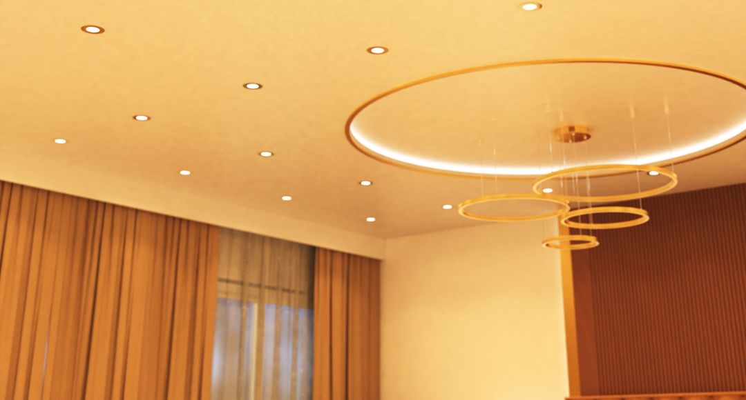 ceiling with warm white LED downlight