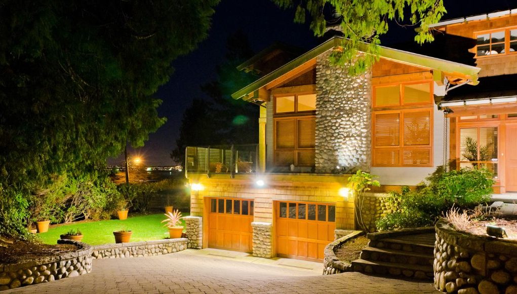 home with outdoor wall lights