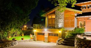 home with outdoor wall lights