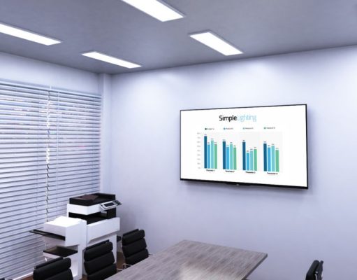 conference room with surface mounted panel lights