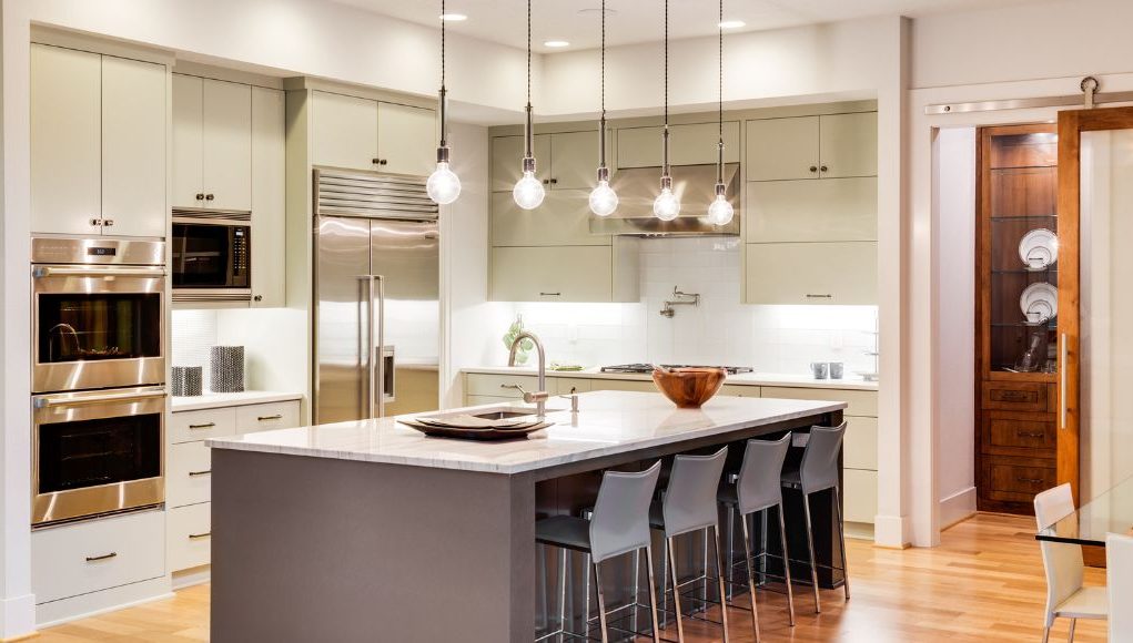 kitchen with pendant lights