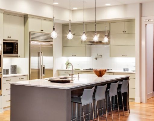 kitchen with pendant lights