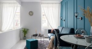 room with blue walls