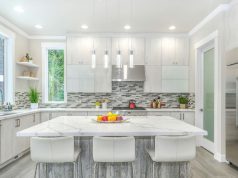 kitchen with white cabinets