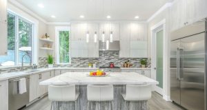 kitchen with white cabinets