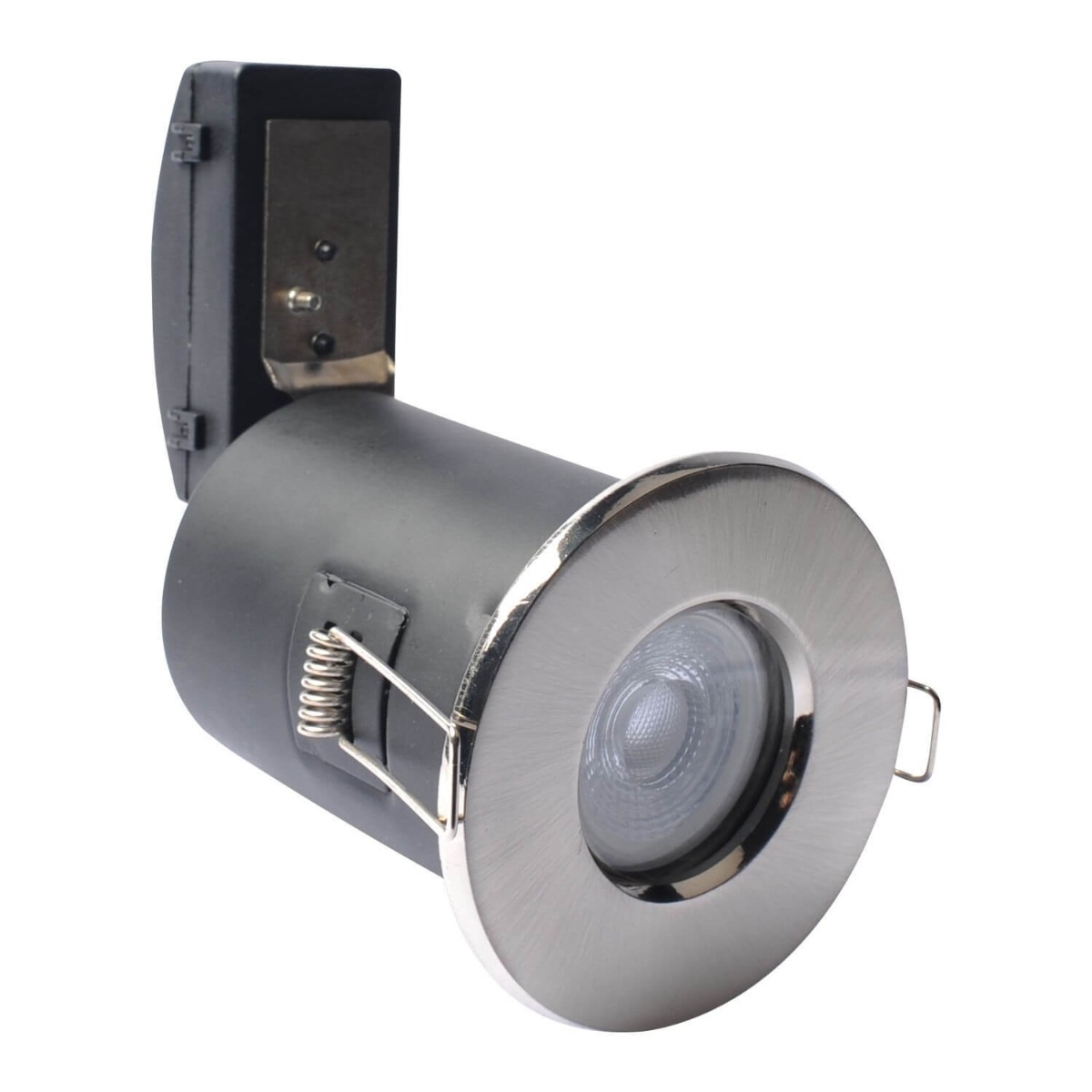 Ip65 Fire Rated Fixed Shower Downlight In Brushed Chrome